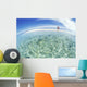 Hold Hands Blue Sky Turquoise Ocean Snorkel Gear Wide Angle View Wall Mural
