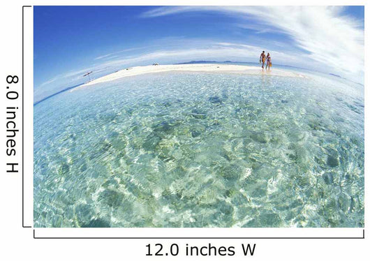 Hold Hands Blue Sky Turquoise Ocean Snorkel Gear Wide Angle View Wall Mural