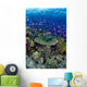 Hard Coral Reef Scene With School Lyretail Anthias Surface Visible Wall Mural