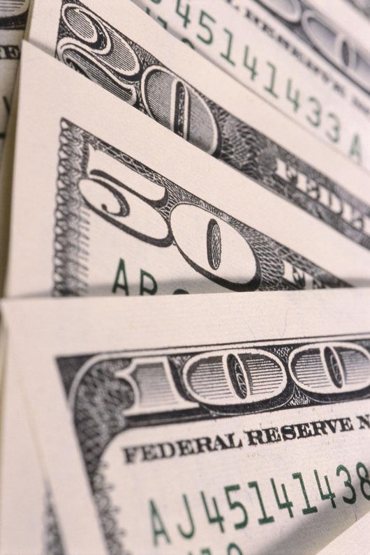 Close-Up Detail of 100, 50 And 20 Dollar Bill Wall Mural