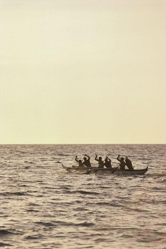 Paddlers Silhouetted On Ocean Wall Mural