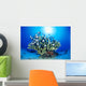 Hawaiian Reef Scene With Antler Coral And Reef Fish, Sunburst Wall Mural