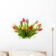 Dutch tulips in glass vase over white background Wall Mural