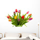 Dutch tulips in glass vase over white background Wall Mural