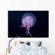 Hawaii, Pink Jellyfish Close-Up In Black Ocean Background Wall Mural