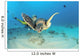 Hawaii, Diver And Green Sea Turtle Swims Over Bottom Wall Mural