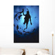 Hawaii, Silhouetted Diver And Reef Fish, View From Below, Sunburst Wall Mural