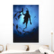 Hawaii, Silhouetted Diver And Reef Fish, View From Below, Sunburst Wall Mural
