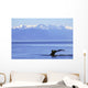 Humpback Whale Fluke With Snowcapped Mountains Background Wall Mural