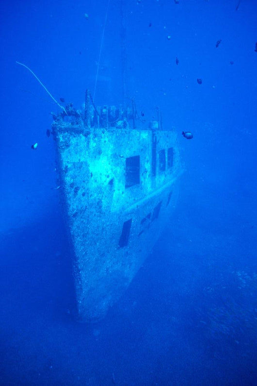 Hawaii, Oahu, Bow View Of Atlantis Wreck Off Waikiki, Clear Blue Ocean Wall Mural