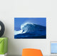 Side Angled View Of Big Blue Wave Curling With Spray, Blue Skies Wall Mural
