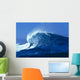 Side Angled View Of Big Blue Wave Curling With Spray, Blue Skies Wall Mural