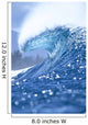 Large Shimmery Blue Wave Curling With Wind Spray, Land Visible Wall Mural