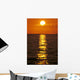 Sunset Reflections On Dark Ocean Water, Sun Ball In Orange Sky Wall Mural