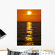 Sunset Reflections On Dark Ocean Water, Sun Ball In Orange Sky Wall Mural