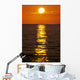 Sunset Reflections On Dark Ocean Water, Sun Ball In Orange Sky Wall Mural