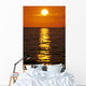 Sunset Reflections On Dark Ocean Water, Sun Ball In Orange Sky Wall Mural