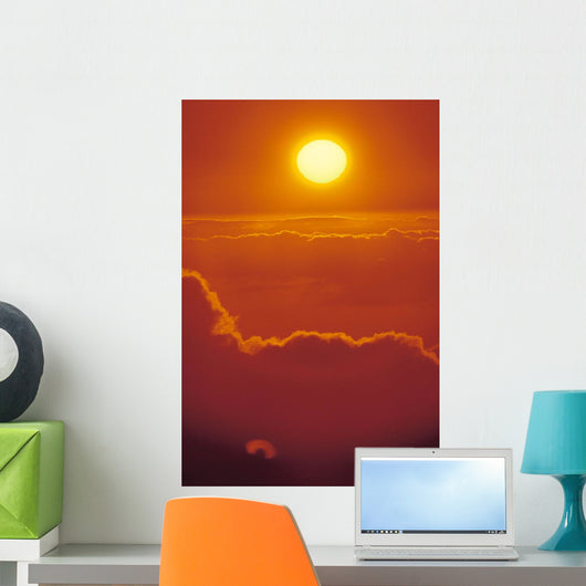 Glowing Yellow Sun Ball, Bright Orange Sunset Wall Mural