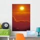 Glowing Yellow Sun Ball, Bright Orange Sunset Wall Mural