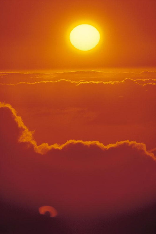 Glowing Yellow Sun Ball, Bright Orange Sunset Wall Mural