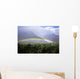 View Of Low Rainbow At Base Of Mountains, Clouds, Blue Sky, Field Wall Mural