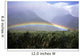View Of Low Rainbow At Base Of Mountains, Clouds, Blue Sky, Field Wall Mural