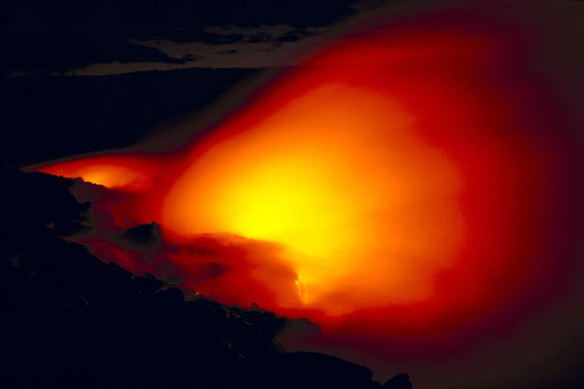 Glowing Lava Flow Into Ocean Bright Red Orange Wall Mural