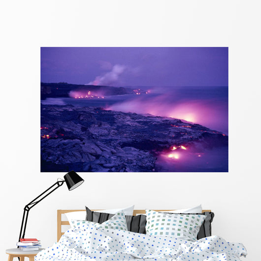 Pink Hues Along Coastline Wall Mural