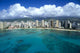 Hawaii, Oahu, Waikiki, Aerial View From Ocean Looking Toward Mountains Wall Mural