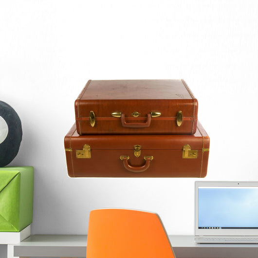 Vintage Leather Suitcases against Wall Mural