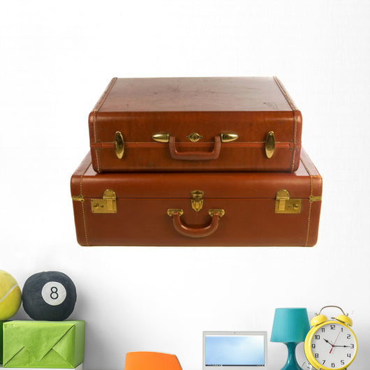 Vintage Leather Suitcases against Wall Mural