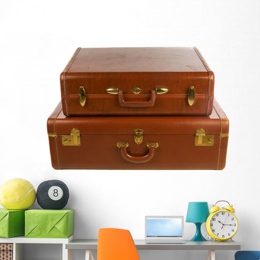 Vintage Leather Suitcases against Wall Mural