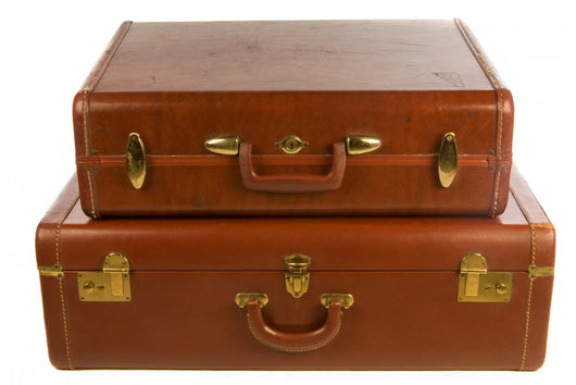 Vintage Leather Suitcases against Wall Mural