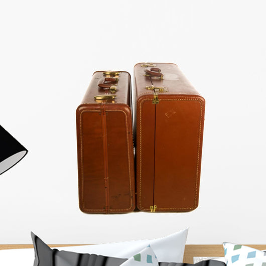 Vintage Leather Luggage against Wall Mural