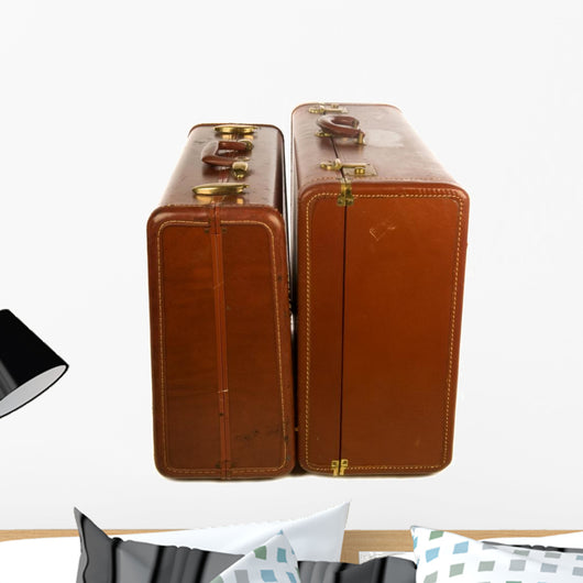 Vintage Leather Luggage against Wall Mural
