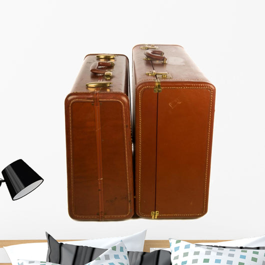 Vintage Leather Luggage against Wall Mural