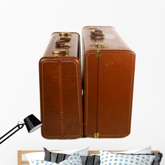 Vintage Leather Luggage against Wall Mural