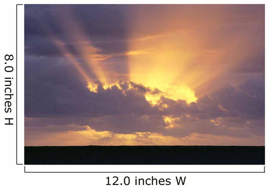 Sunrays Stream Out From Behind Clouds At Sunset, Over Dark Ocean Wall Mural