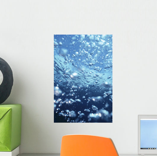 Underwater View Of Air Bubbles Near Surface Wall Mural