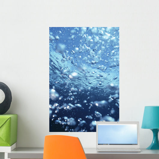 Underwater View Of Air Bubbles Near Surface Wall Mural