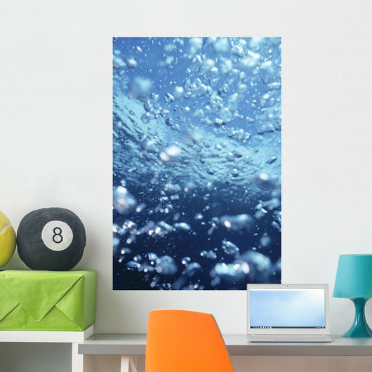 Underwater View Of Air Bubbles Near Surface Wall Mural