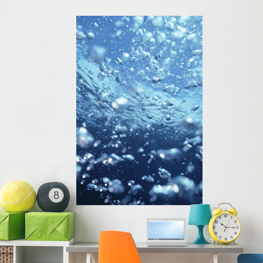 Underwater View Of Air Bubbles Near Surface Wall Mural