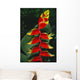 Detail Of Hanging Heliconia Against Leaf, Bright Contrasting Colors Wall Mural