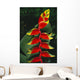 Detail Of Hanging Heliconia Against Leaf, Bright Contrasting Colors Wall Mural