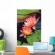 Close-Up Of Two Pink Water Lily Flowers, Lily Pads Wall Mural