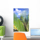 View Through Green Palm Leaves Of Blue Sky Wall Mural