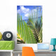 View Through Green Palm Leaves Of Blue Sky Wall Mural