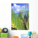 View Through Green Palm Leaves Of Blue Sky Wall Mural