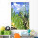 View Through Green Palm Leaves Of Blue Sky Wall Mural
