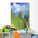 View Through Green Palm Leaves Of Blue Sky Wall Mural